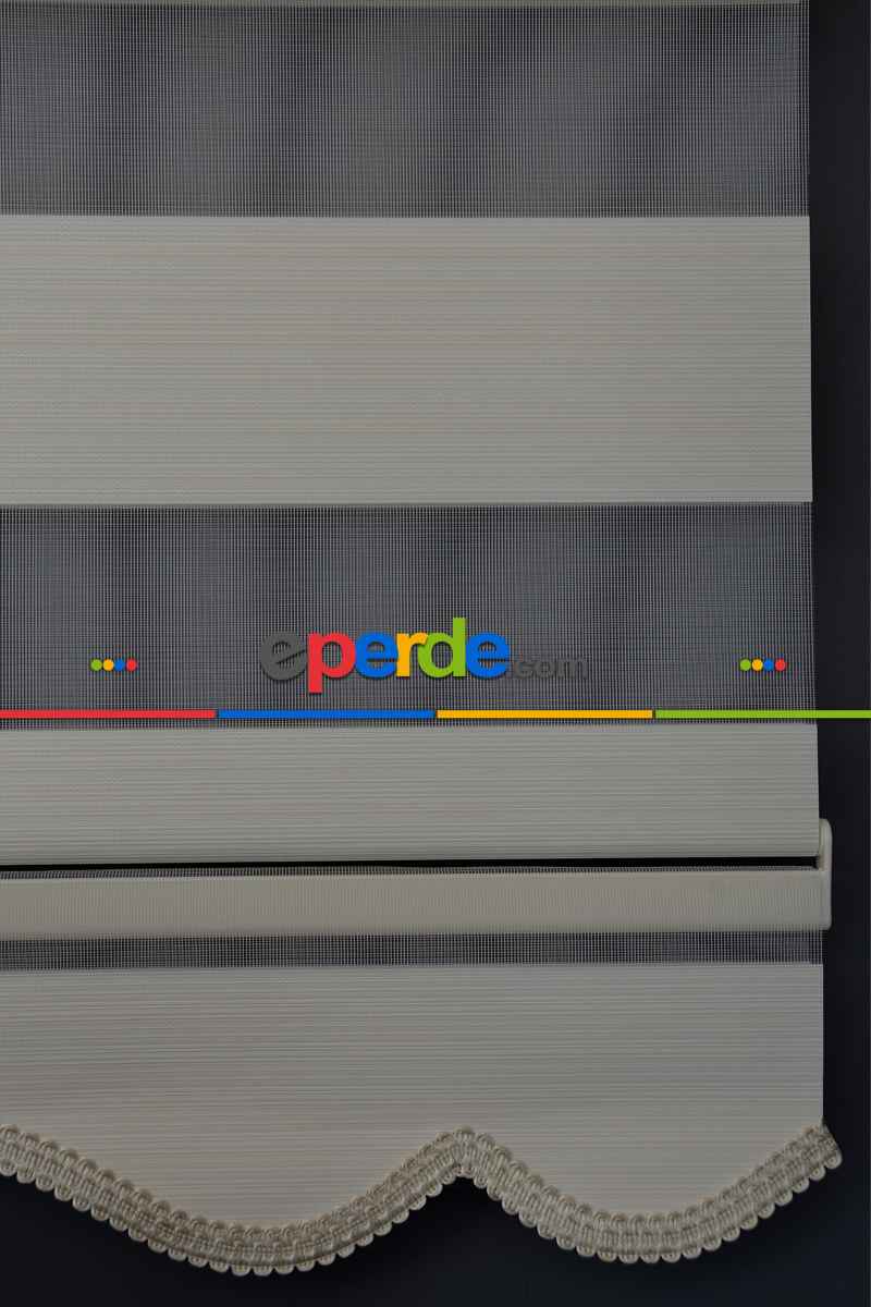 Halim Perdesan Dk-101 Krem & Beyaz Renk Etekli Veya Eteksiz Zebra Stor Perde