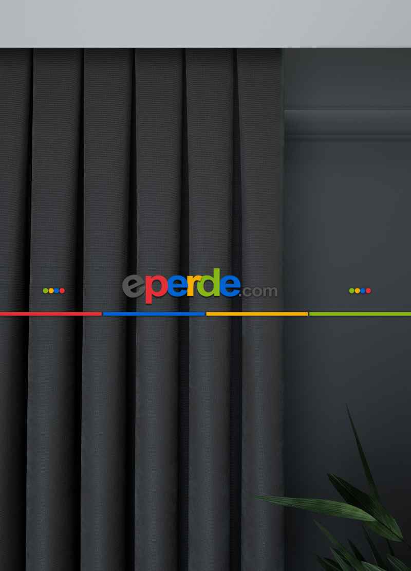 Düz Koyu Gri Fon Perde Dökümlü 836