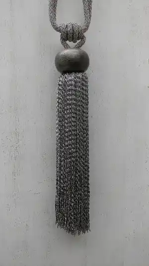 Bukle Gri Braçol Perde Bağı- Gri-füme-antrasit
