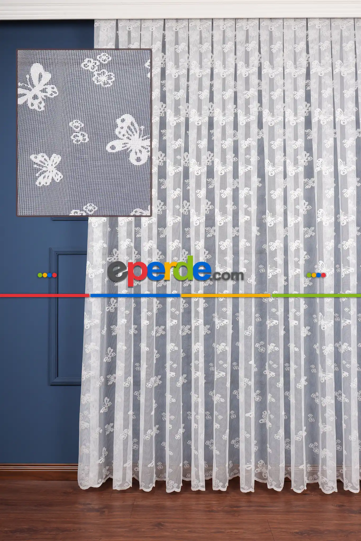 Çocuk Odası - Kelebek Desenli Örme Tül Perde