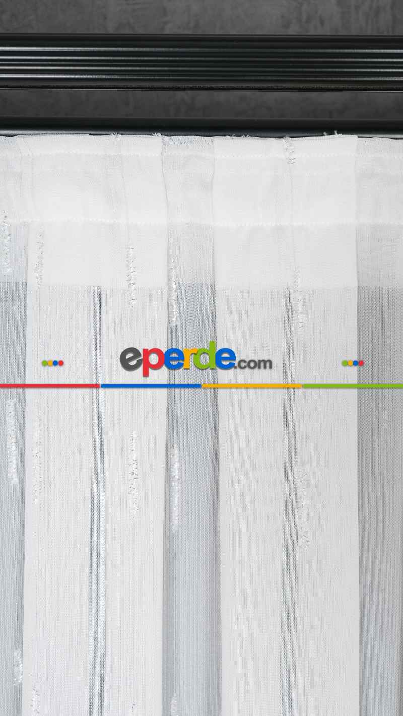 Düz Sade Tül, Sade Çizgili Tül Perde, Modern Ütü İstemez Kırışmaz Tül Perde, Havana Gümüş