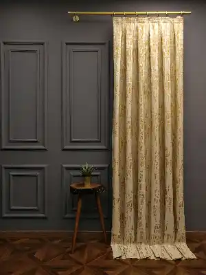 PatineDesenli Modern Desenli Jakarlı Fon Perde Yeni Seri 101- Bej-gri Açık-roze Gold