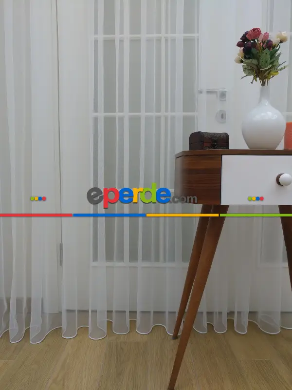 Genç Odası - Grek Tül Perde - Petek Zemin (dökümlü) Ekru Renk Kırık Beyaz- Ekru