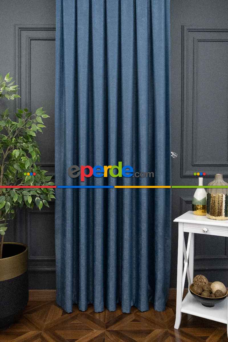 Soft İndigo Rengi Fon Perde (150)- İndigo Mavisi