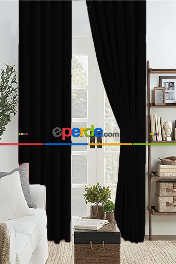 Yatak Odası - Siyah Renk Koyu Karartma Blackout Güneşlik Fon Kalın Perde