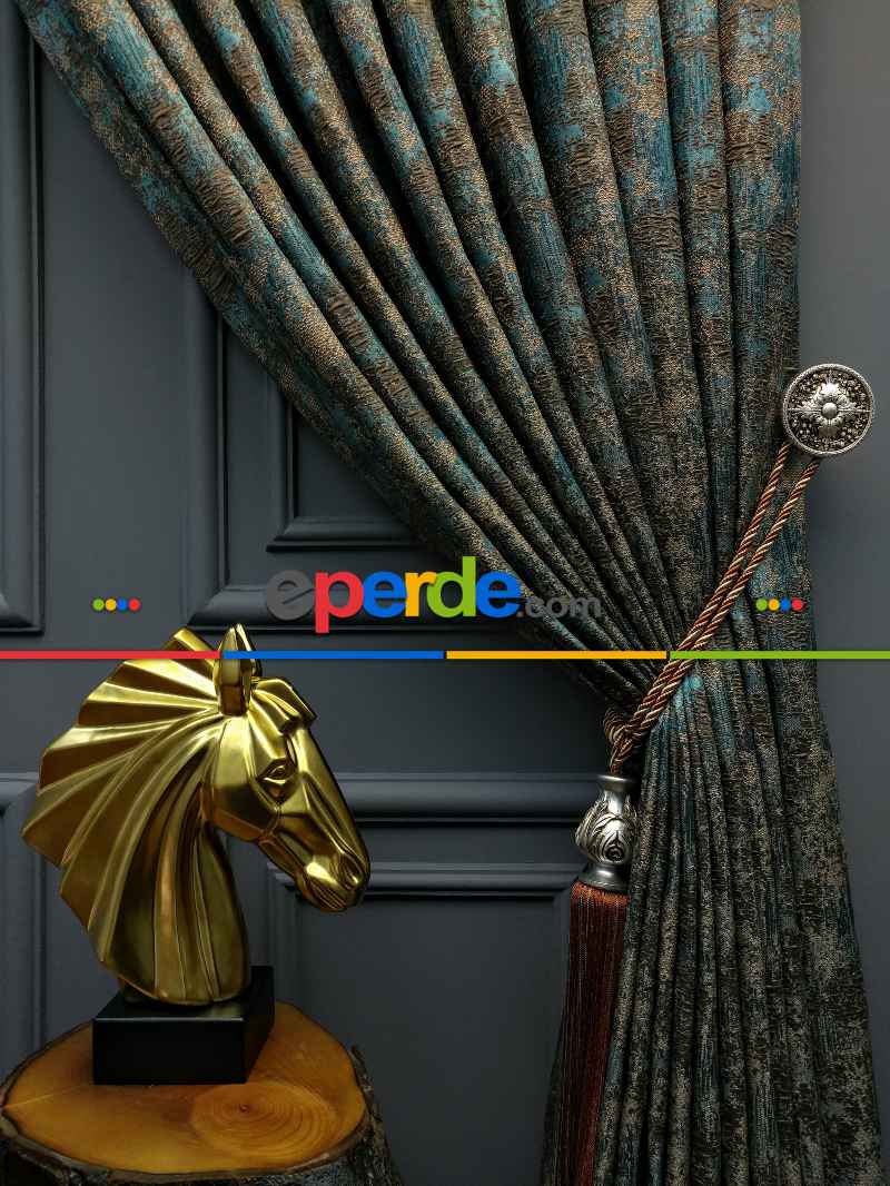 Salon Perdesi - Modern Desenli Jakarlı Fon Perde Yeni Seri 401- Gri-Füme-Antrasit