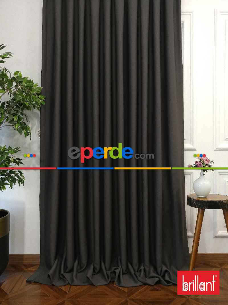 %99 Brillant Karartma Blackout Antrasit Gri Renk Fon Perde- Antrasit