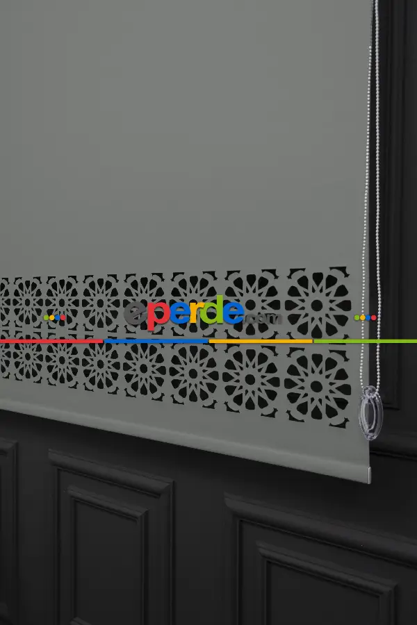 Salon Stor - Açık Gri Renk Lazer Kesim Mat Stor Perde (ister Düz - İster Lazer Kesimli Satın Alın)