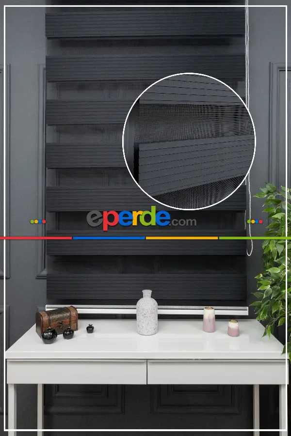 Siyah Zebra Perde, Pileli Plise Model