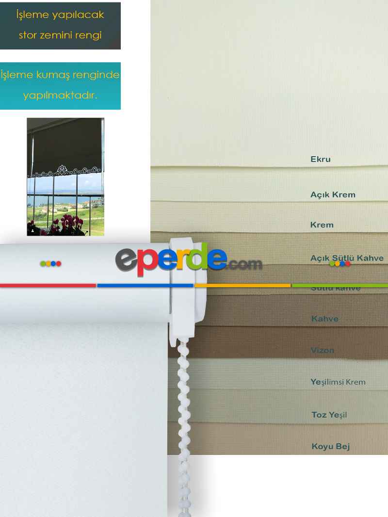 Mutfak Stor Perde - 33 Farklı Renk - İşlemeli- Gri-Füme-Antrasit