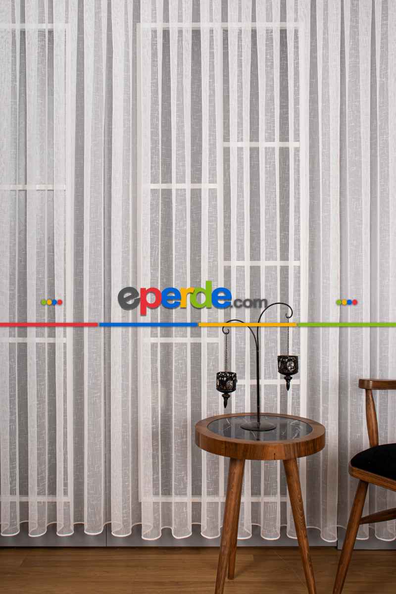 Yatak Odası - Keten Düz Tül Perde Ekru Renk Kırık Beyaz- Ekru