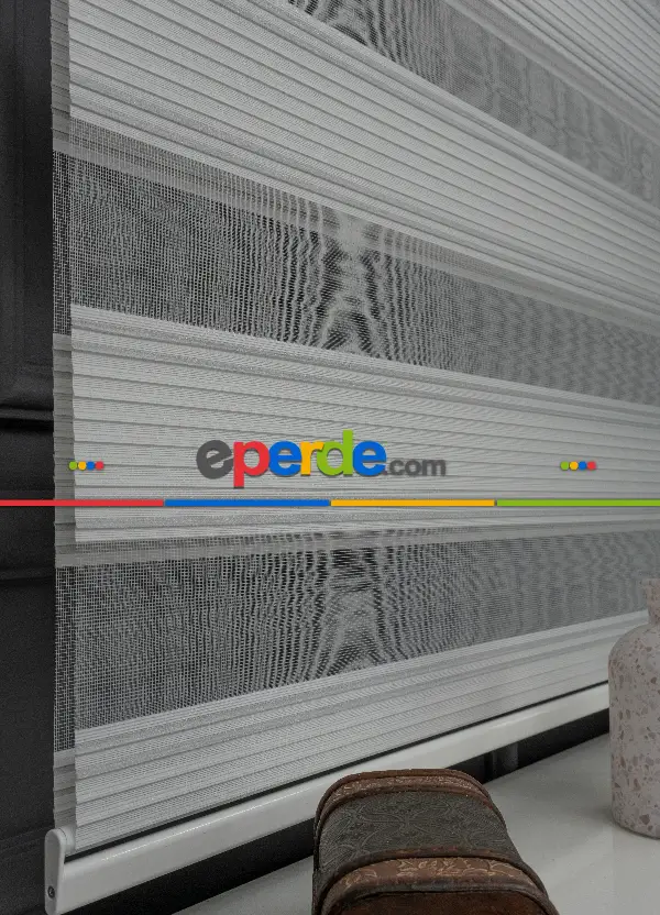 Salon - Zebra Perde - Simli Dar Pileli Zebra Perde