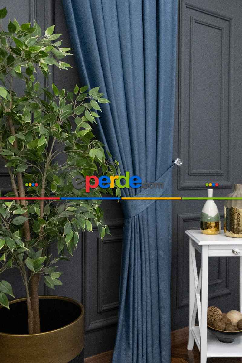 Düz Soft Fon Perde- İndigo Mavi