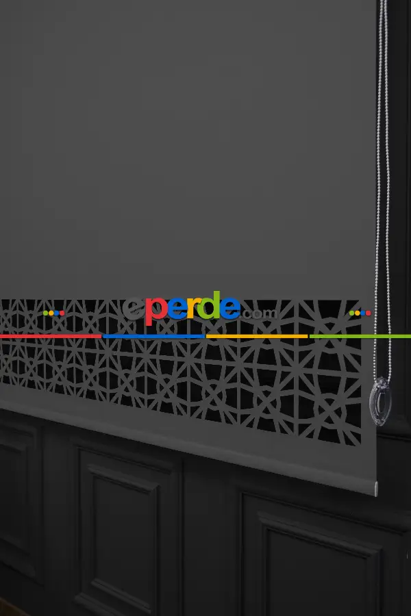 Salon Stor - Koyu Gri Renk Lazer Kesim Mat Stor Perde (ister Düz - İster Lazer Kesimli Satın Alın)