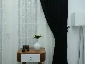 Siyah - Düz Fon Perde ( 180 Eninde )- Siyah