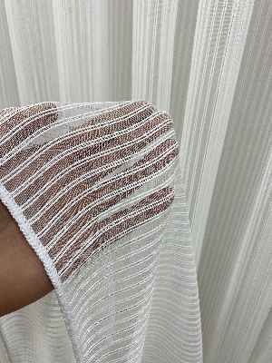 Gümüş Simli Çizgili Perde Kurşunlu- Ütü İstemez