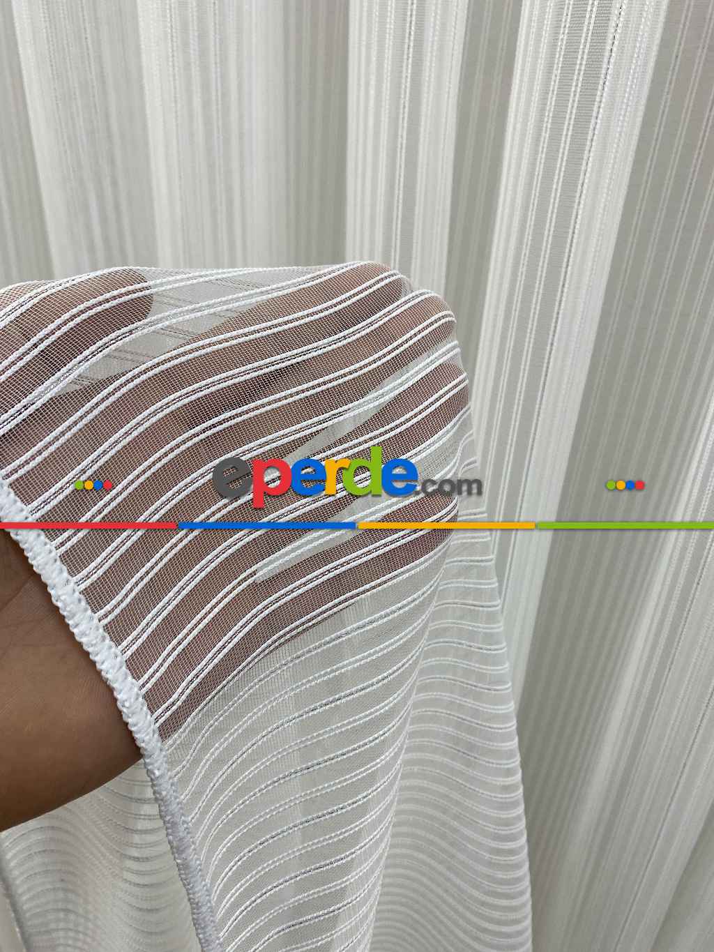 Gümüş Simli Çizgili Perde Kurşunlu- Ütü İstemez