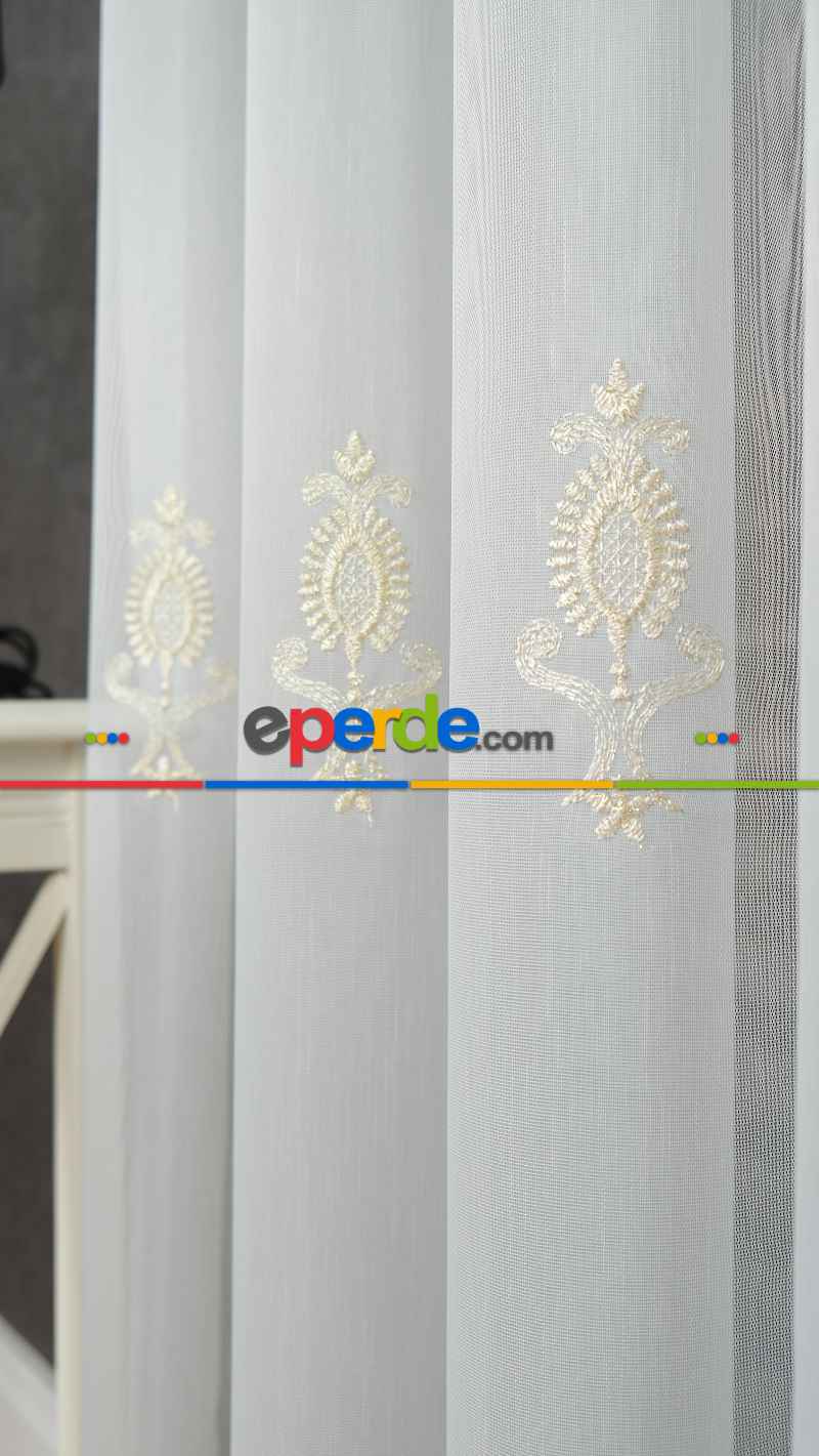 Brillant Gold Nakış İşlemeli Tül Perde Yeni Şehrazat