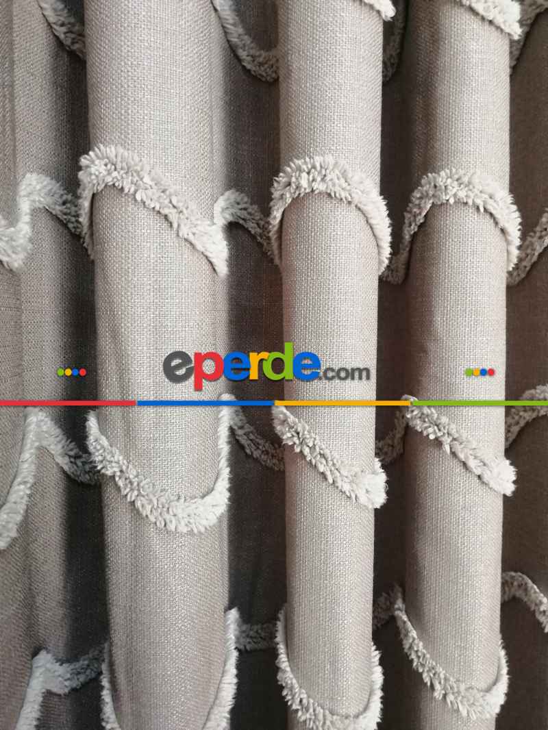 Sultan Desenli Keten Fon Perde - Antrasit