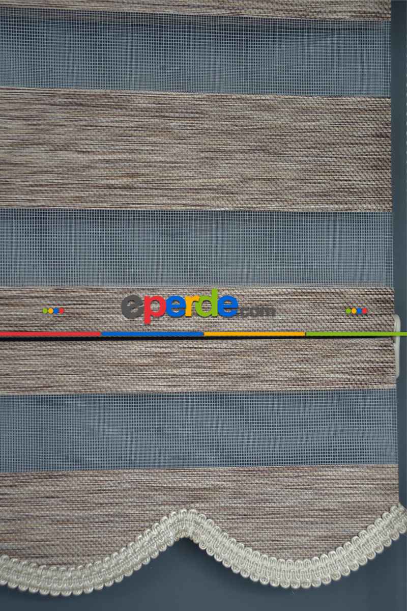 Halim Perdesan Bz-255 Açık Kahve Renk Etekli Veya Eteksiz Zebra Stor Perde