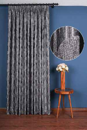Avantgarde Antrasit Dalgalar Desenli– Modern Jakar Dokuma Fon Perde