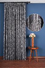 Avantgarde Antrasit Dalgalar Desenli– Modern Jakar Dokuma Fon Perde Gri Füme Antrasit