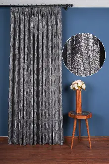 Avantgarde Antrasit Dalgalar Desenli– Modern Jakar Dokuma Fon Perde