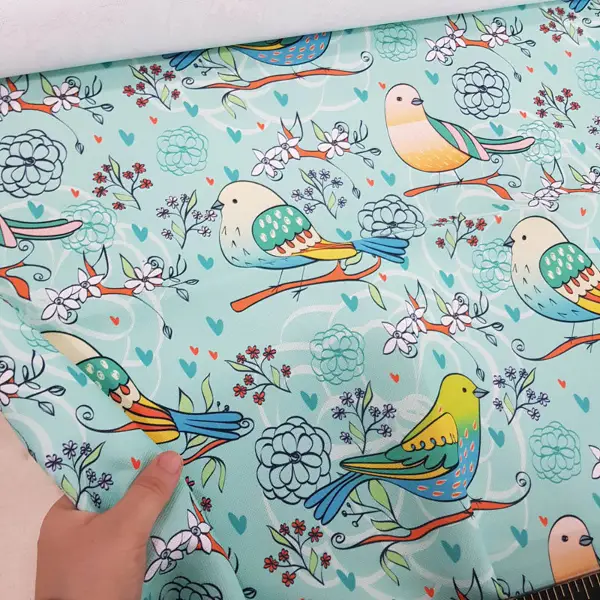 Kuş Desenli Fon Perde Evm1087-3 Kumaşı Kalındır Duck Bezi Değildir- Beyaz-Mavi Açık