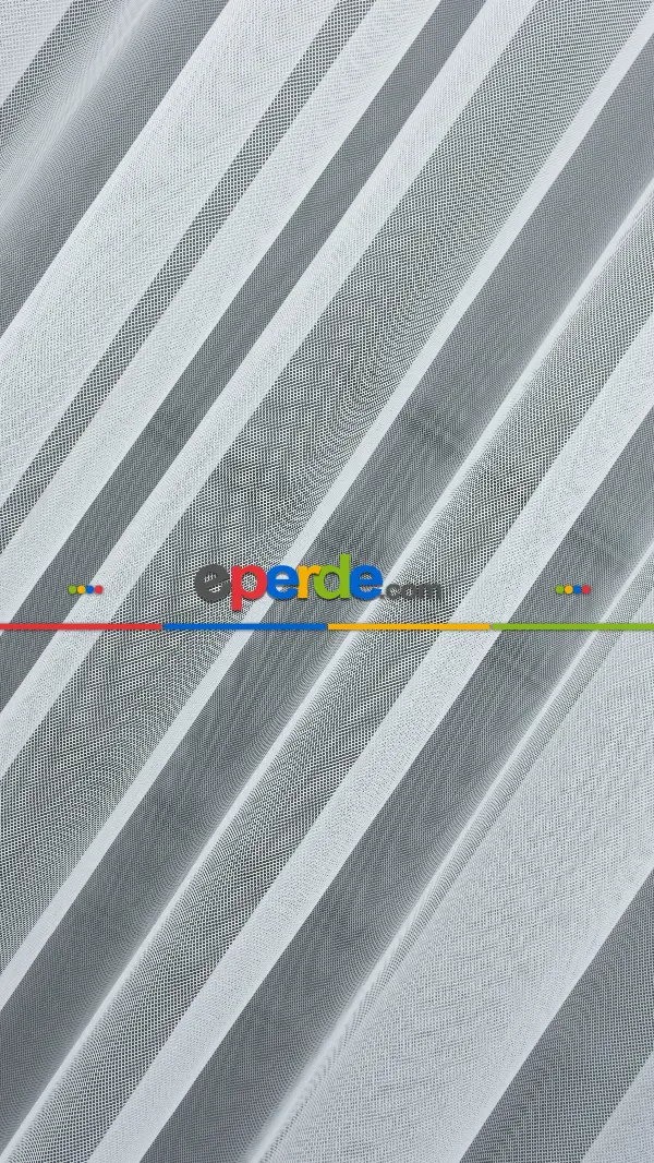 Salon - Etek Ucu Desenli Dantel Tül Perde- Ekru