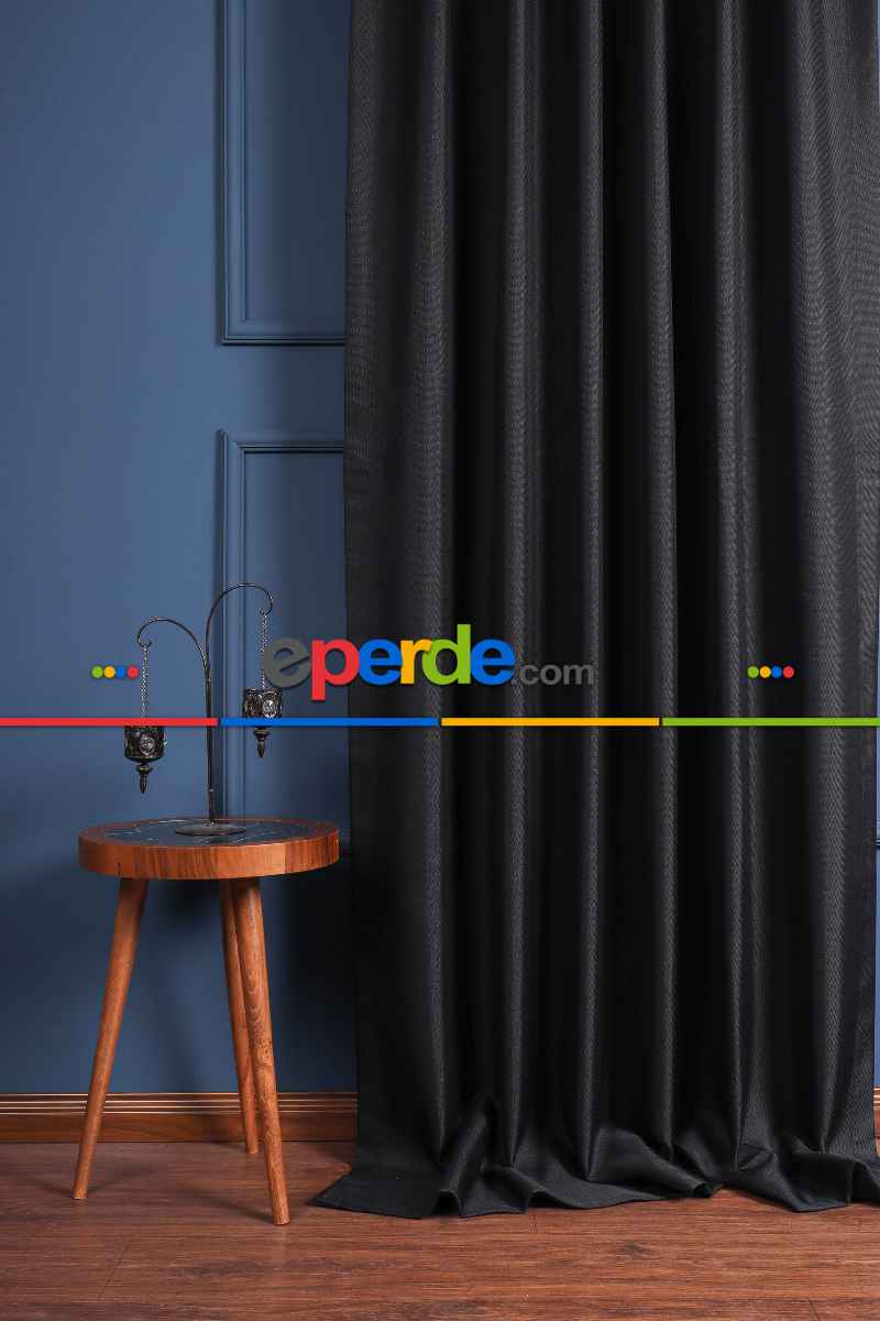 Siyah Keten Blackout Karartma Işık Geçirmez