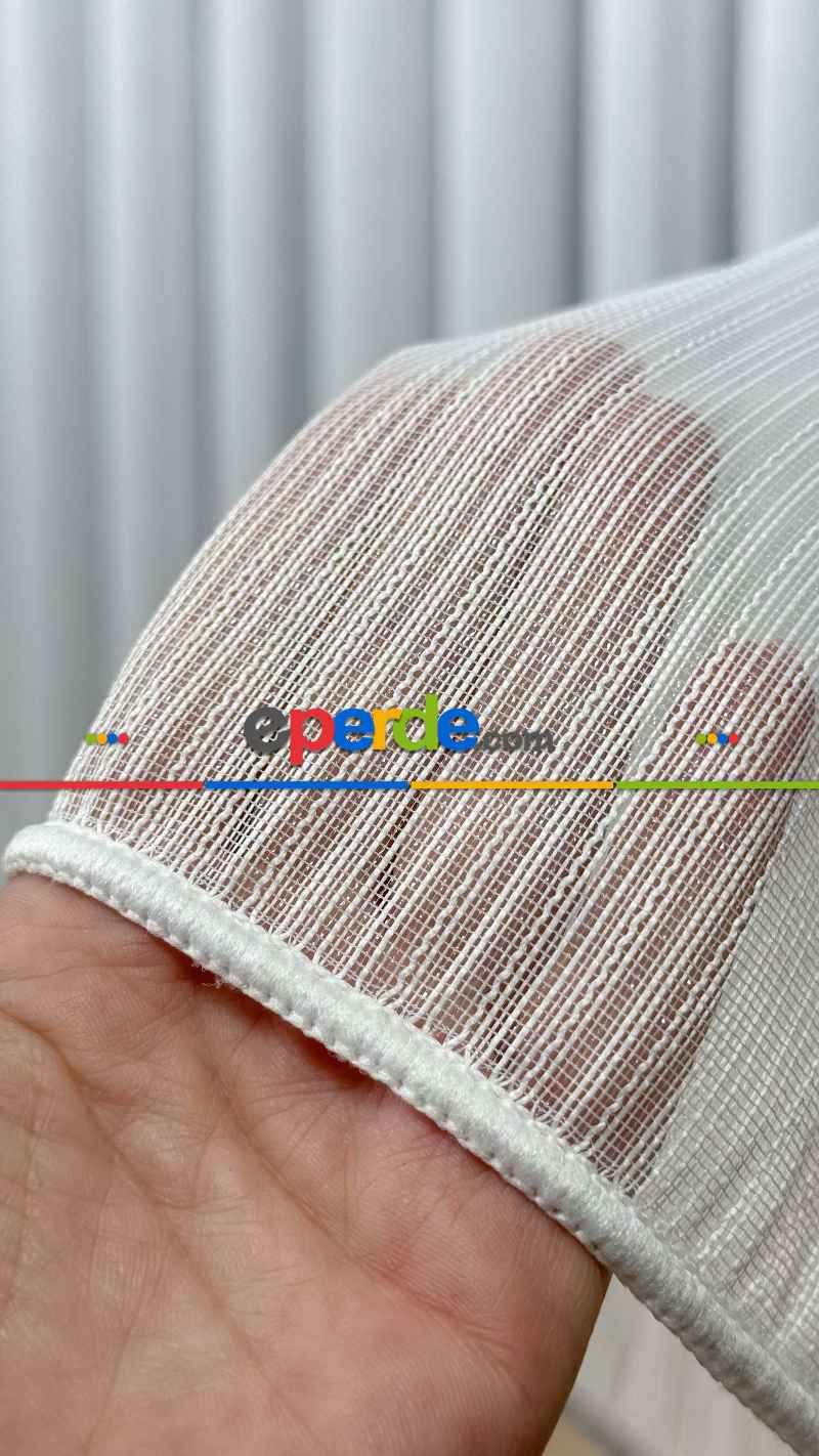 Vakko Simli Çizgili Tül Perde, Premium Seri Ağır Gramajlı