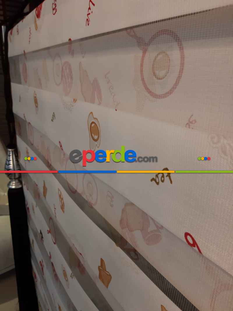 Mutfak İçin Desenli Zebra Perde 80cm X 1cm 