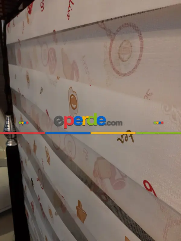 Mutfak İçin Desenli Zebra Perde 80cm X 1cm 