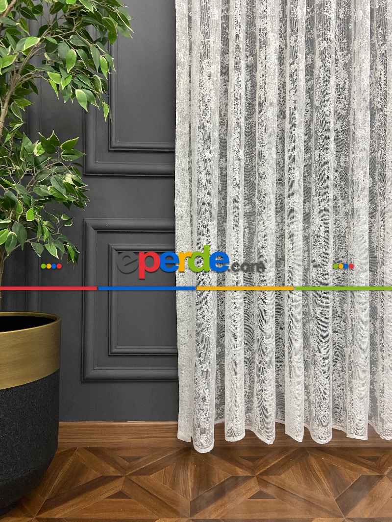 Mutfak - Salon Yatak Odası Fransız Dantel 2021 Tül Perde- Ekru