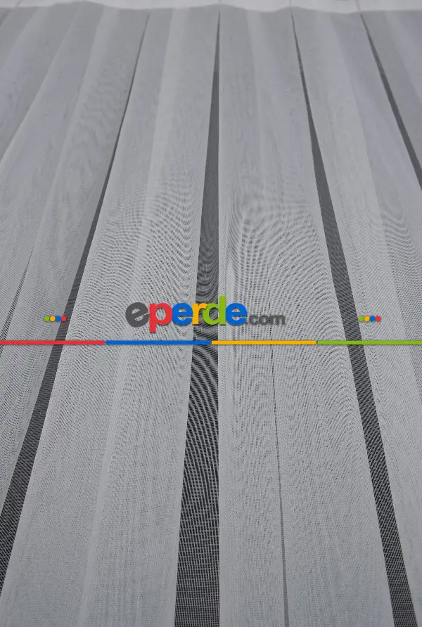 Yatak Odası - Modern Gümüş Varaklı Keten Tül Perde Yüksek Kalite