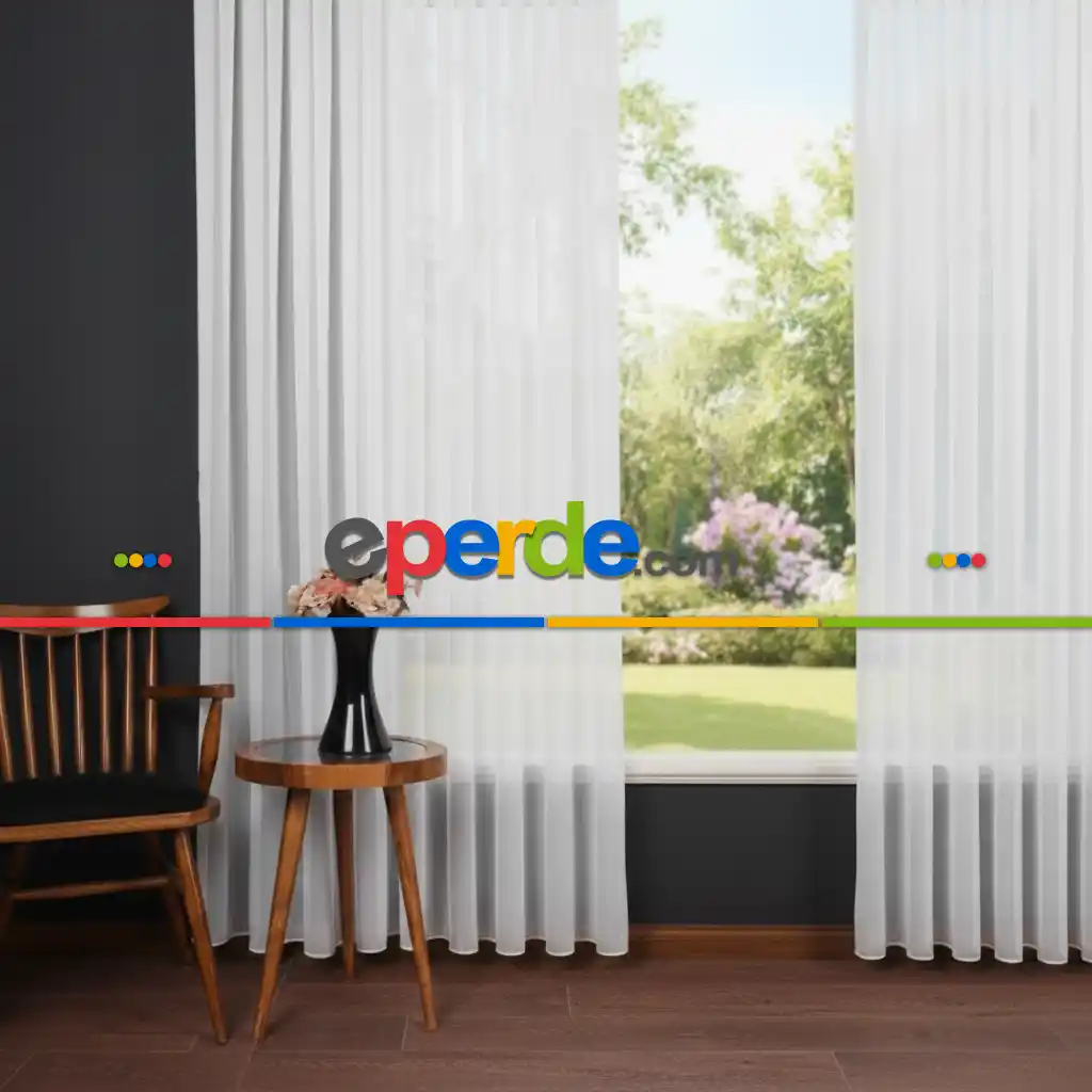 Her Eve Uyum Sağlayan Klasik Ekru Düz Tül Perde