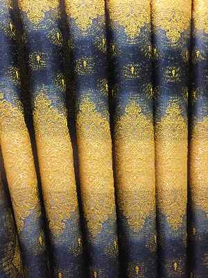 Salon Fon Perde - Lacivert Damasklı Fon Perde Lüx- Lacivert