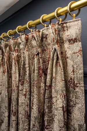 Patine Desenli Valencia Jakar Dokuma Fon Perde- Bej-kiremit Rengi