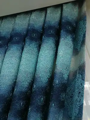 Salon Fon Perde - Fon Perde Turkuaz Damask Desenli(fon Demiri Hediyeli)- Turkuaz