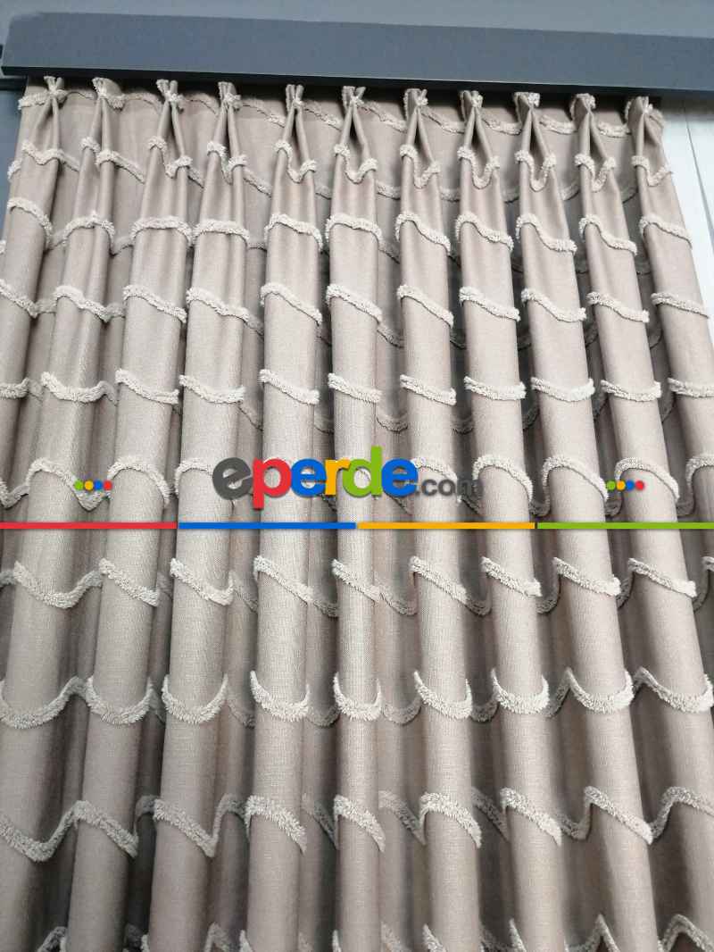 Sultan Desenli Keten Fon Perde - Antrasit