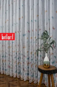 Brillant Kelebek Desen Model Tarz Tasarım Renkli Tül Perde - Kurşunlu Tül