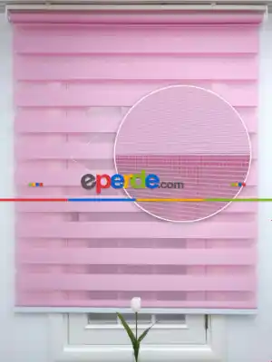 Yatak Odası - Pembe Bambu Zebra Perde- Pembe