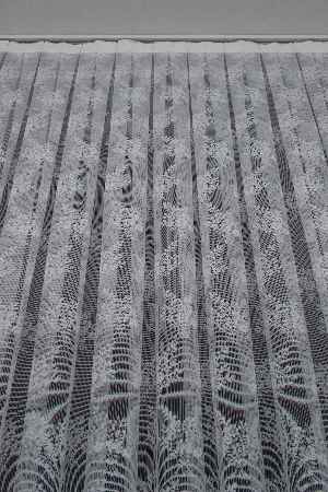 Fransız Dantel Tül - Çiçek Motifli - Ütü İstemez- Ekru