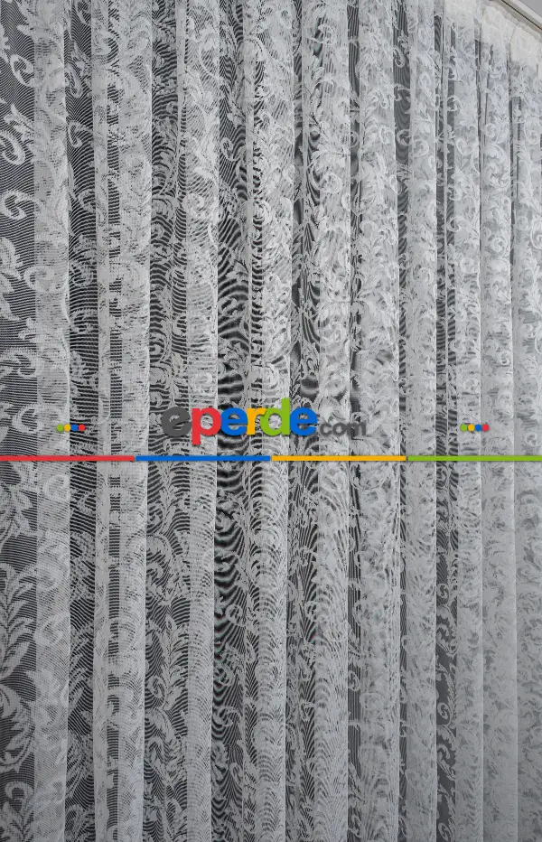 Sarmaşık Şal Desen Ekru Kırık Beyaz Renk Desen Tasarım Tül