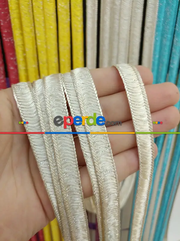 Açık Bej Rengi İp Perde İpek Duble Serisi- Bej-gümüş