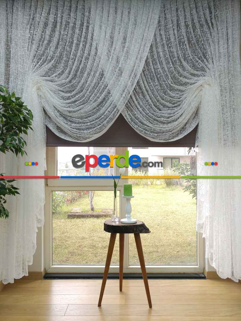 mutfak - Kruvaze Tül Perde - Örme Zemin- Ekru