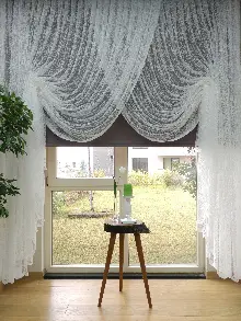 mutfak - Kruvaze Tül Perde - Örme Zemin- Ekru