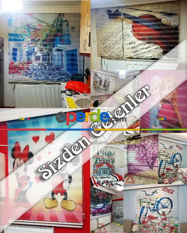 Genç Odası - Pipo İçen Adam Özel Poster Baskılı Zebra Perde- Siyah-Gri-Füme-Antrasit-Ekru