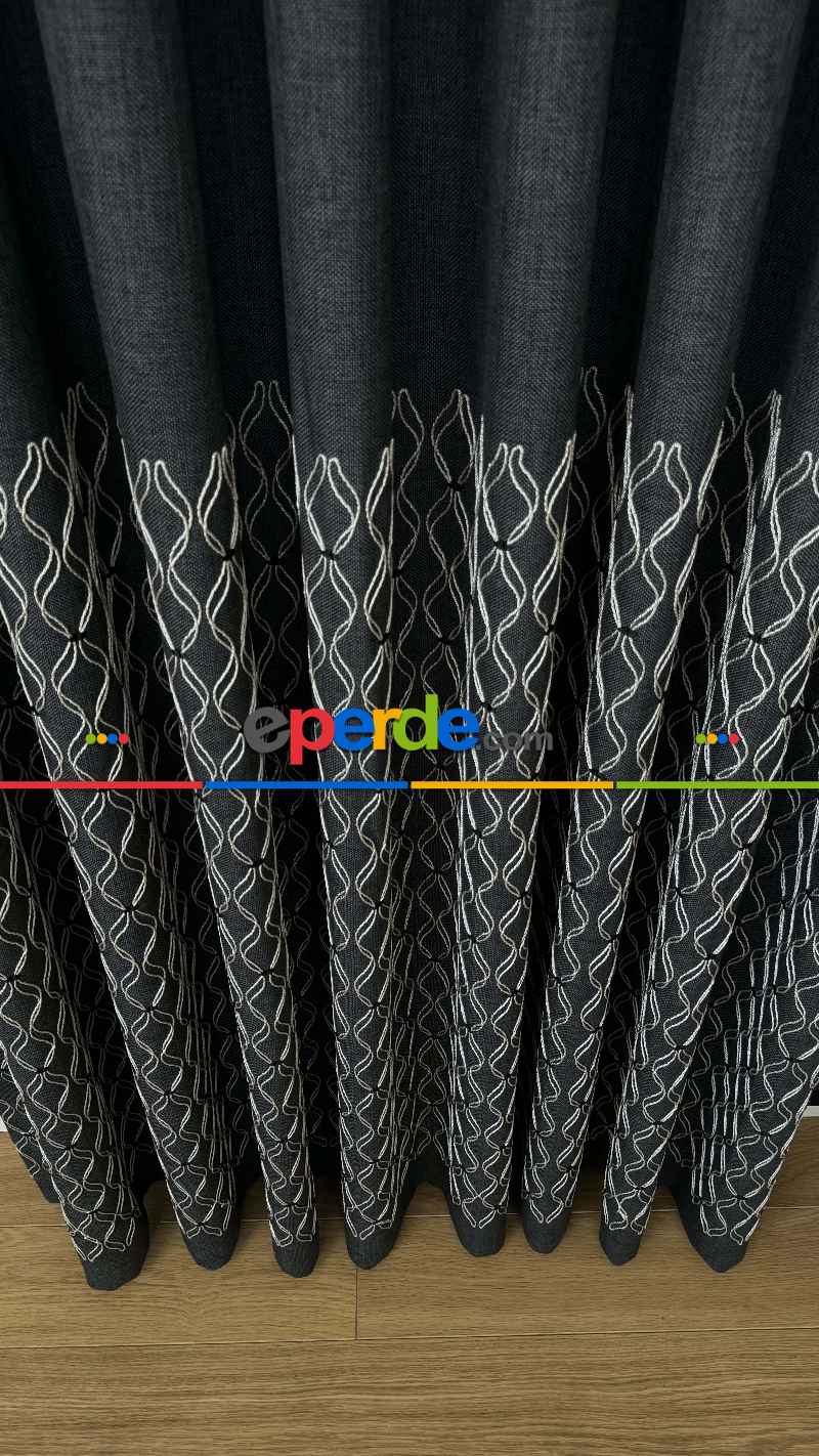 Antrasit Gri Füme Premium Keten Jakar Dokuma Pano Fon Perde - Gramajlı 2025