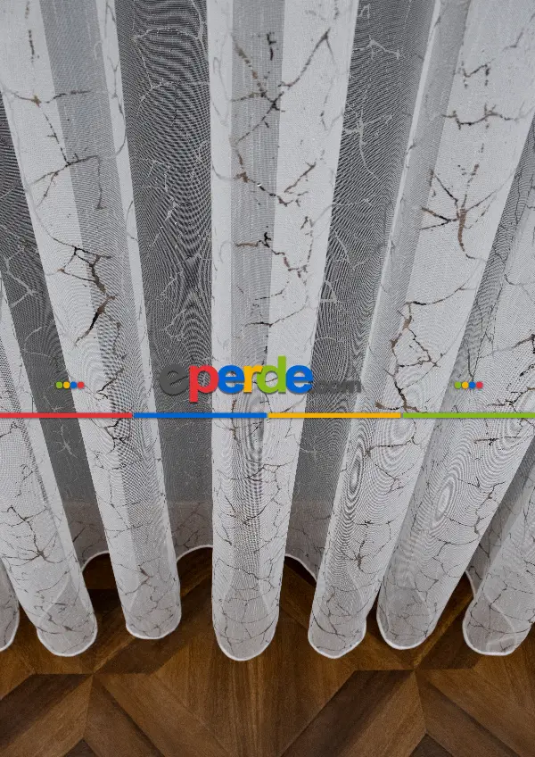 Yatak Odası - Modern Gümüş Varaklı Keten Tül Perde Yüksek Kalite